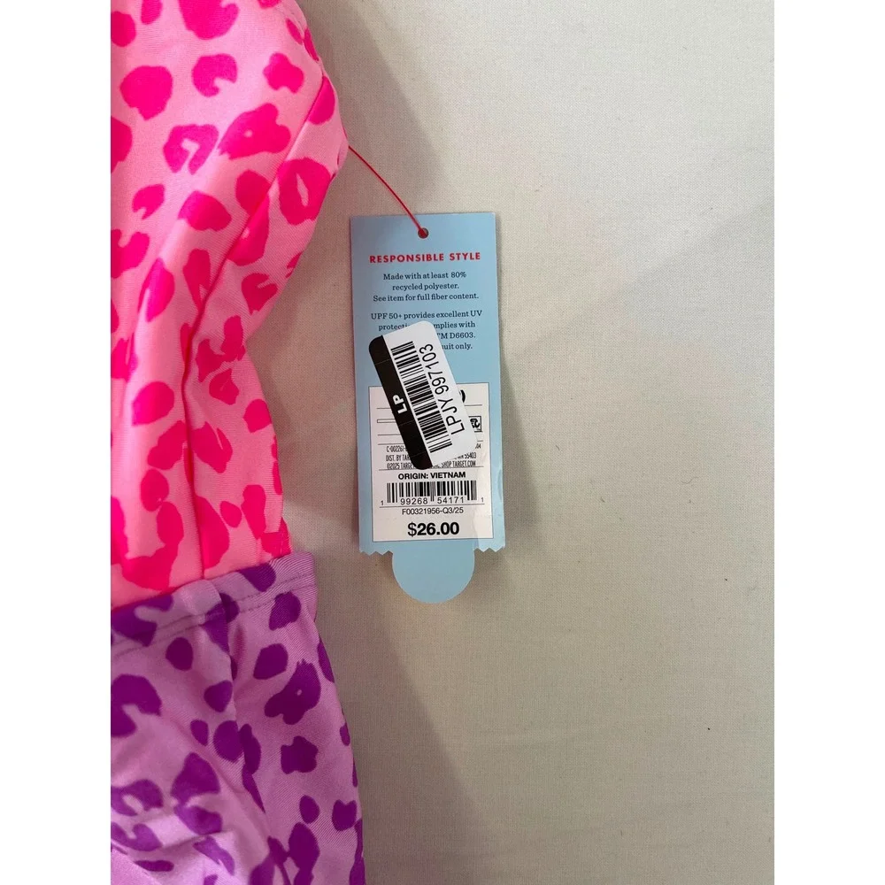 Cat & Jack Girls Leopard Print Cutout One-Piece Swimsuit Size L 10/12 NWT